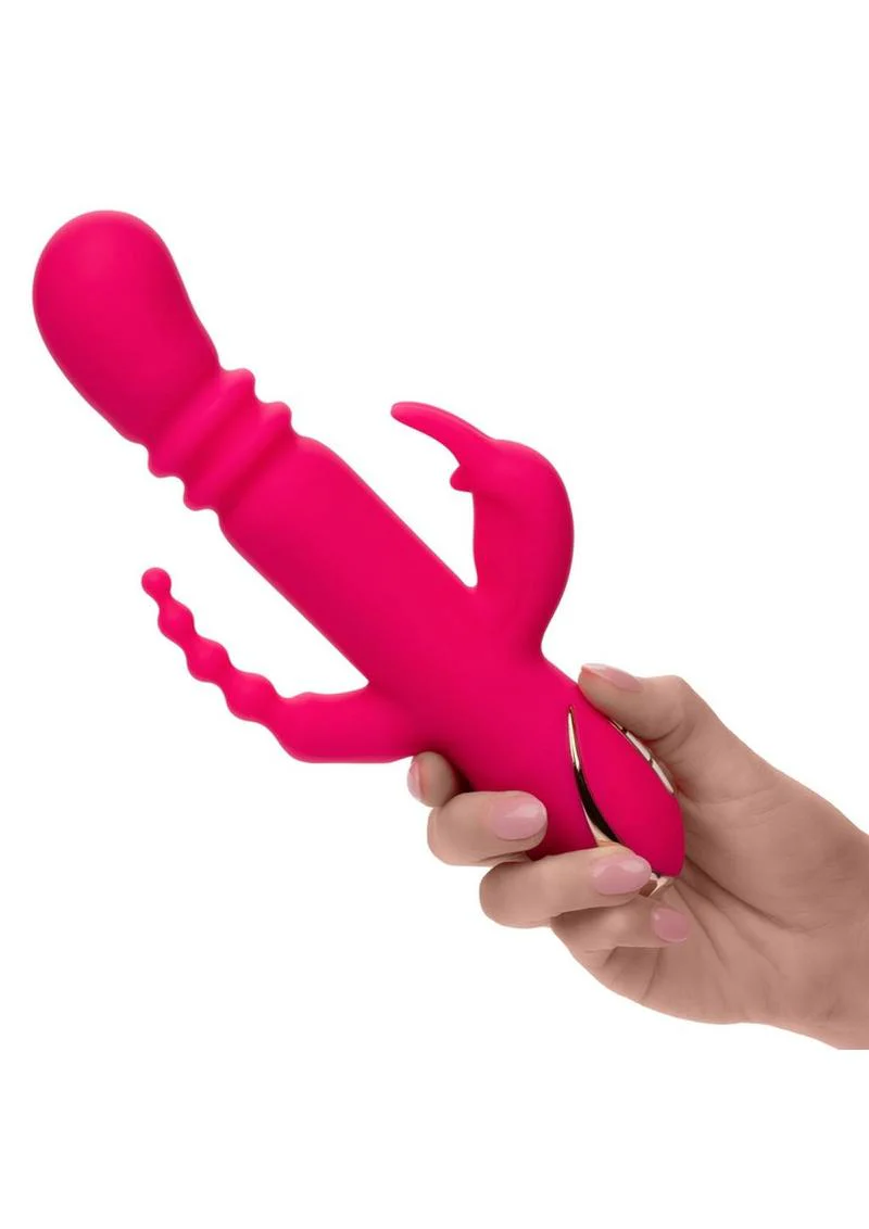 Jack Rabbit Signature Heated Rechargeable Silicone Triple Fantasy Rabbit Vibrator - Image 4
