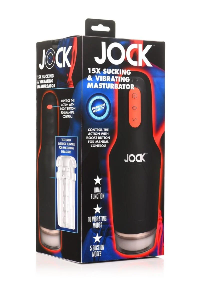 Jock 15x Sucking and Vibrating Rechargeable Masturbator - Image 2