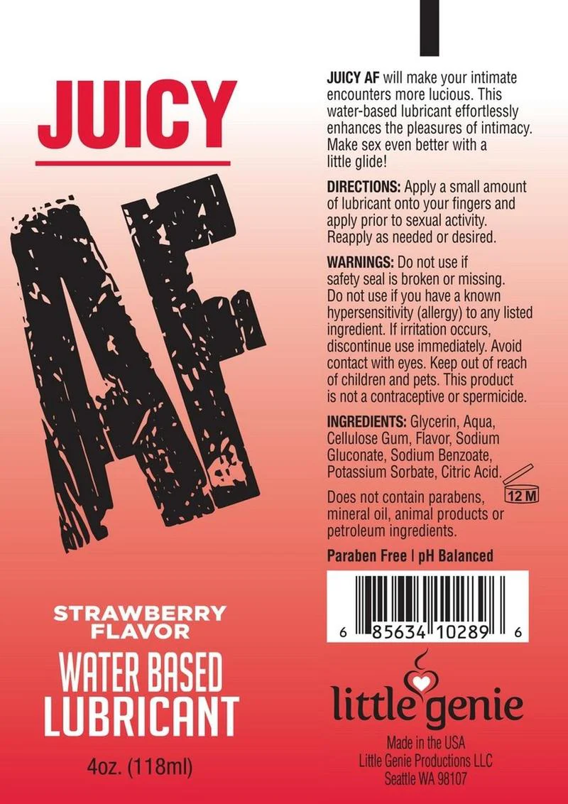 Juicy AF Water Based Flavored Lubricant Strawberry - Image 2