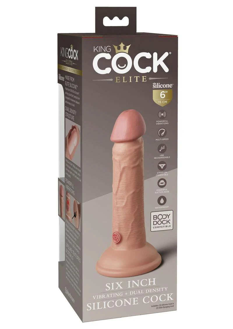King Cock Elite Dual Density Vibrating Rechargeable Silicone Dildo - Image 8