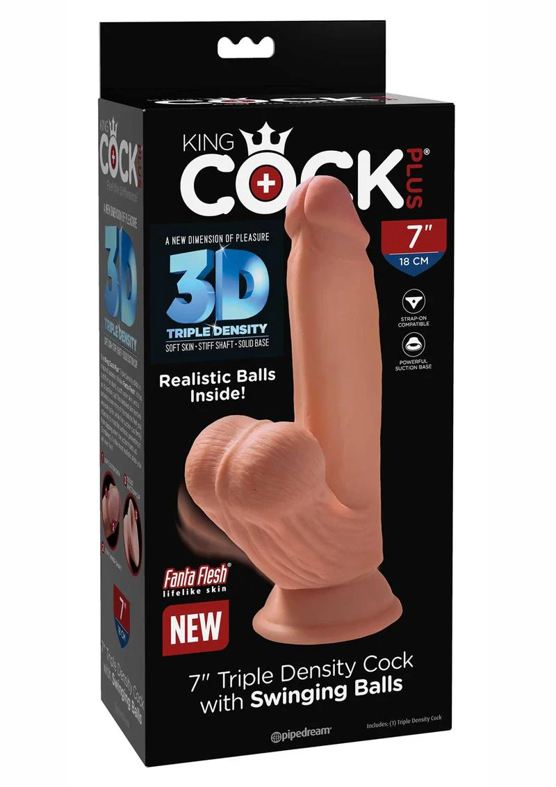 King Cock Plus Triple Density Dildo with Swinging Balls - Image 3