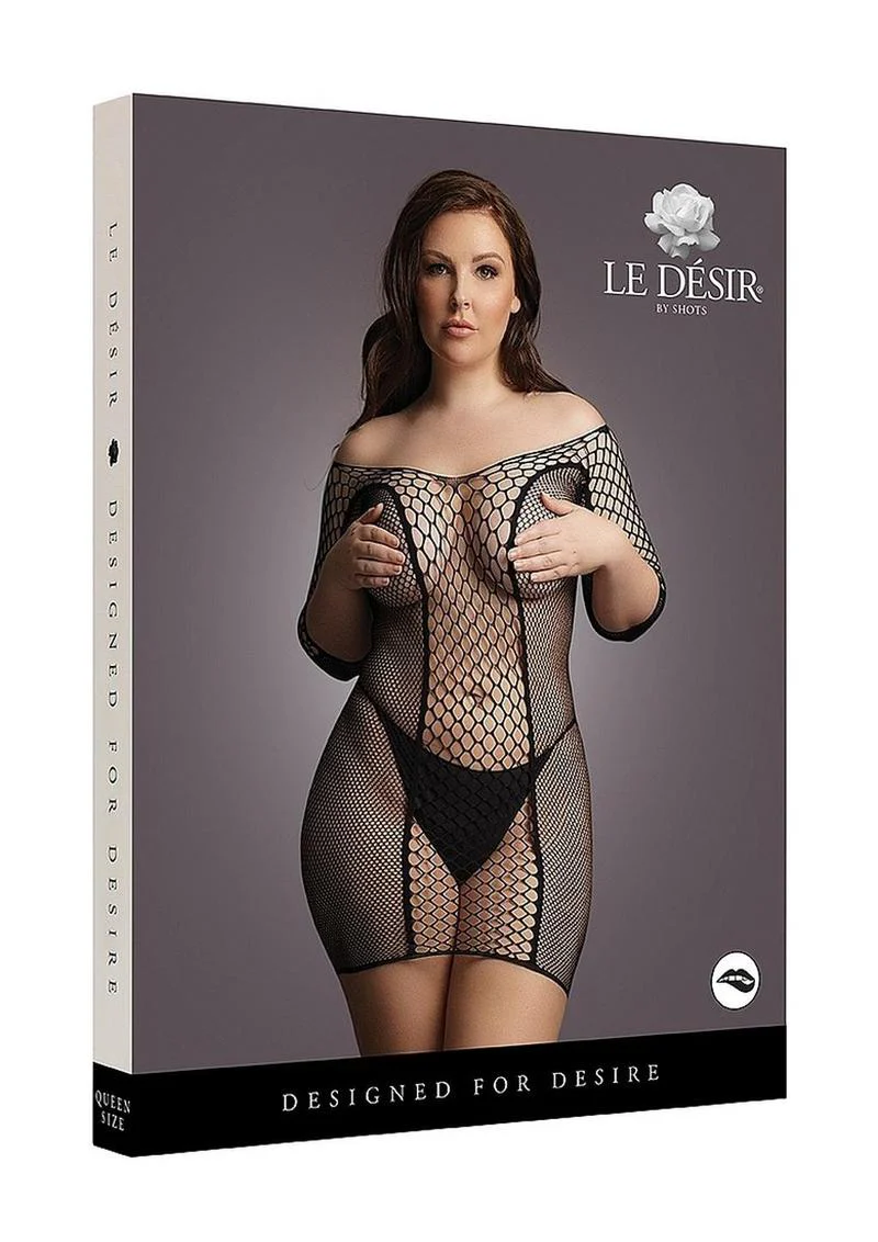 Le Desir Duo Net Sleeved Mini Dress - Image 3