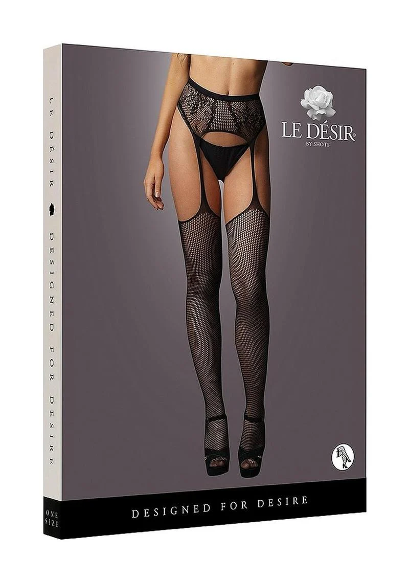 Le Desir Fishnet and Lace Garterbelt Stocking - Image 10