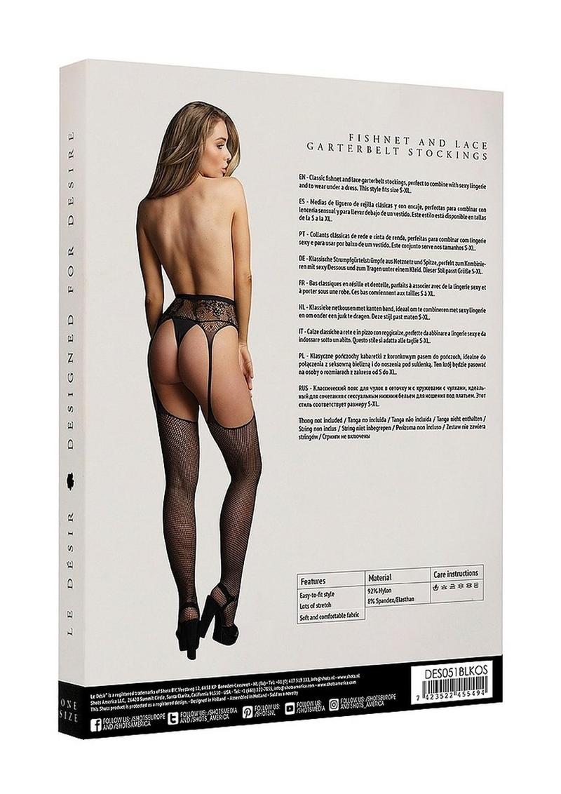 Le Desir Fishnet and Lace Garterbelt Stocking - Image 12