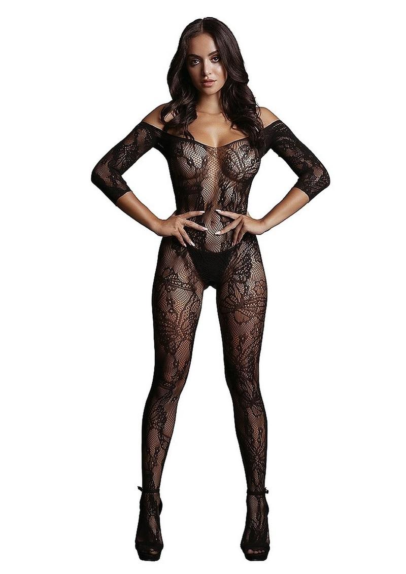 Le Desir Lace Sleeved Bodystocking - Image 2