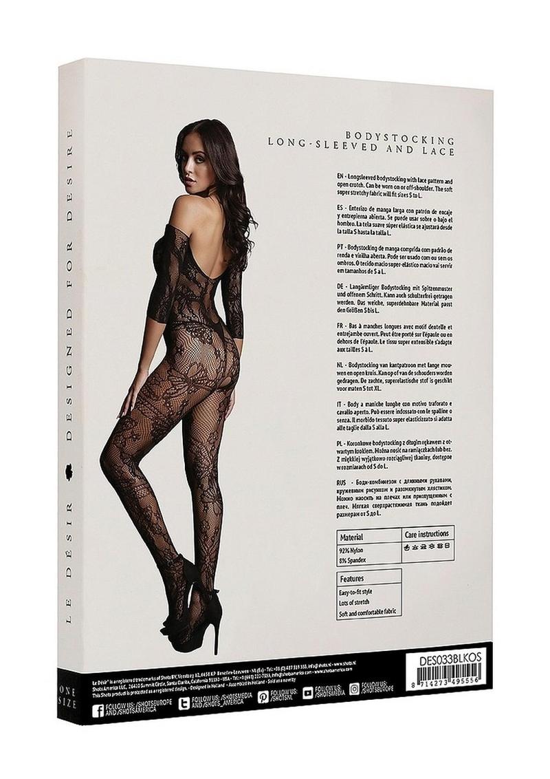 Le Desir Lace Sleeved Bodystocking - Image 8