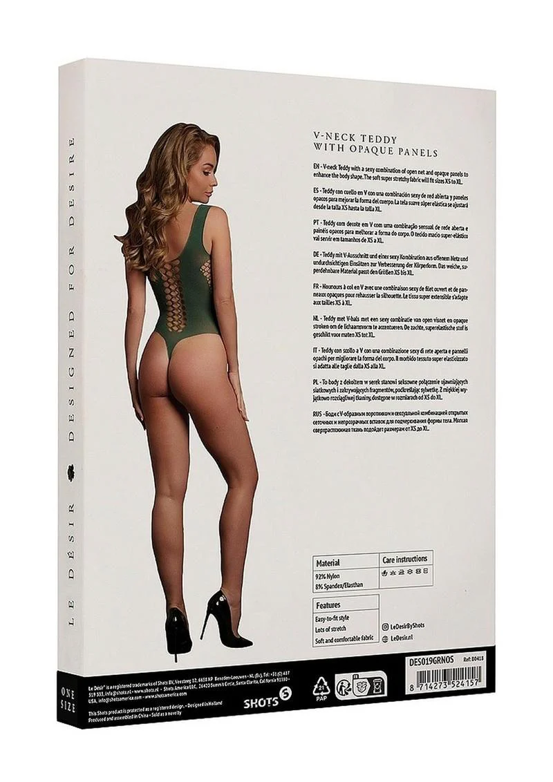 Le Desir V-Neck Teddy with Opaque Panels - Image 12