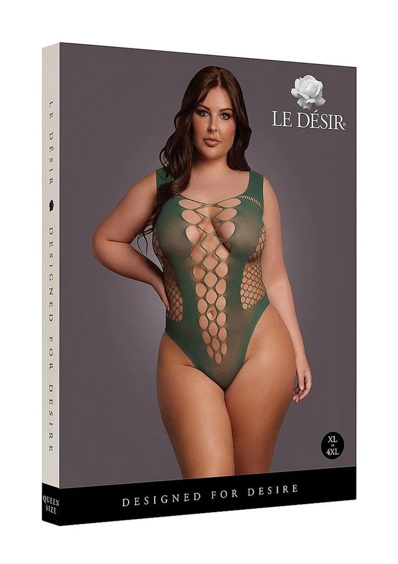 Le Desir V-Neck Teddy with Opaque Panels - Image 5