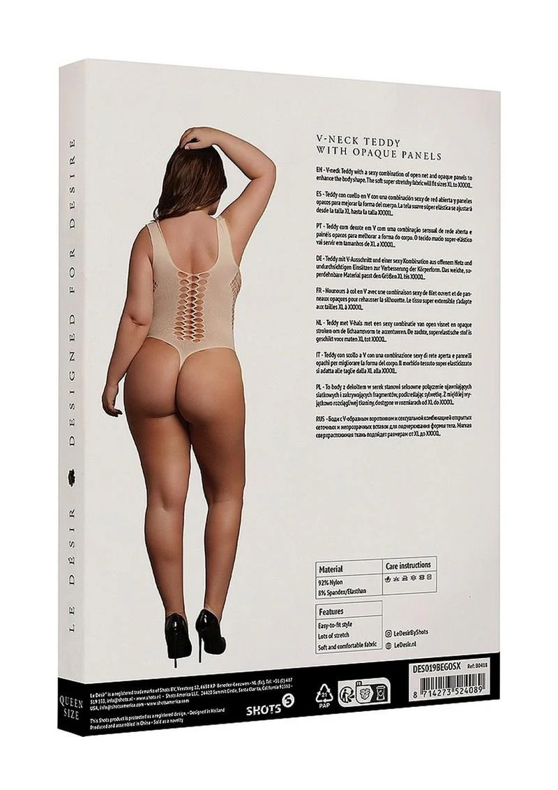 Le Desir V-Neck Teddy with Opaque Panels - Image 9