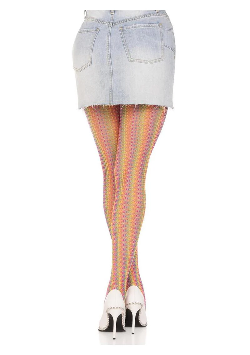 Leg Aventue Rainbow Crochet Net Tights - Image 3