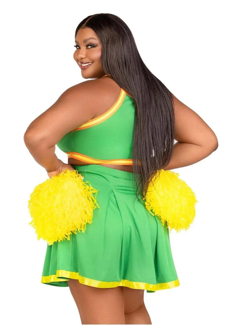 Leg Avenue Bring It Baddie Set Top with Cheer Logo, Pleated Skirt and Pom Pom (3 Piece) - 1x/2x - Image 3