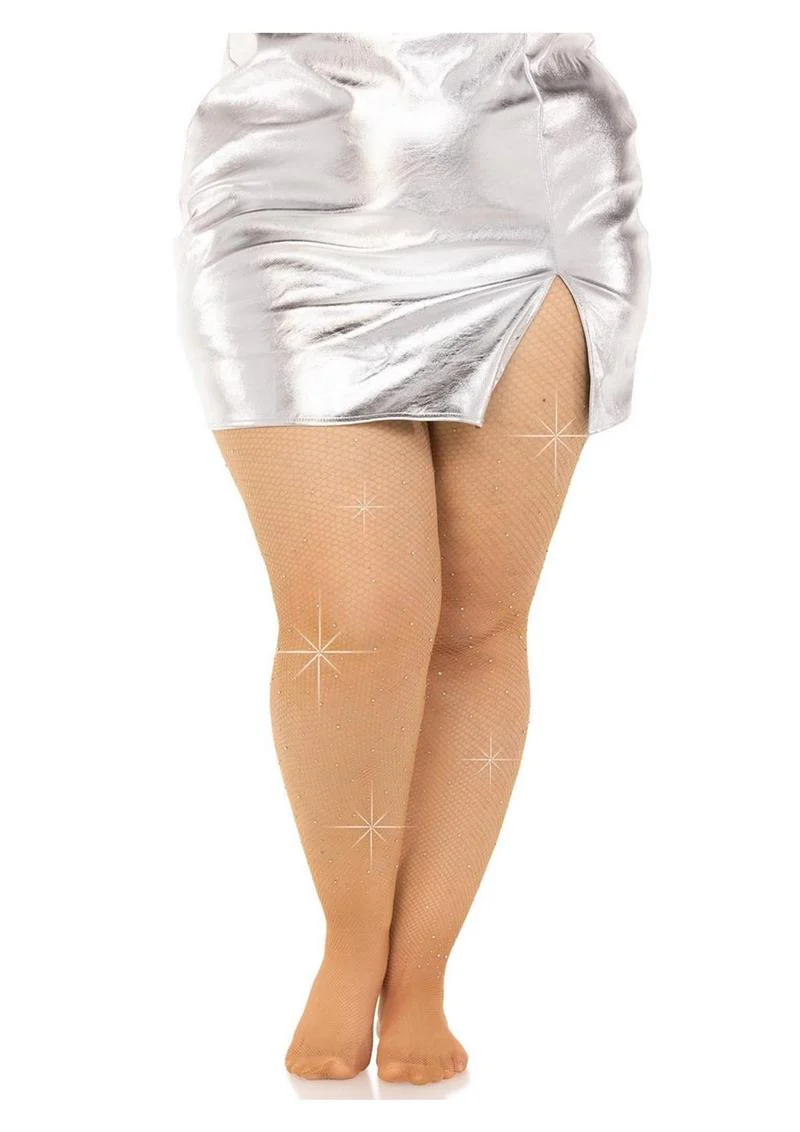 Leg Avenue Fishnet Crystalized Tights with Multi Sized Iridescent Rhinestones - Image 5