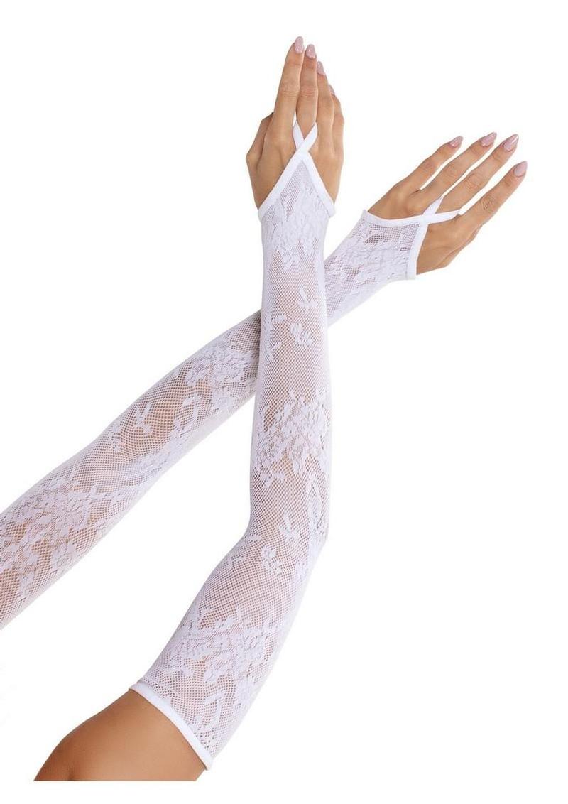 Leg Avenue Floral Net Extra Long Gauntlet Arm Warmers - Image 3