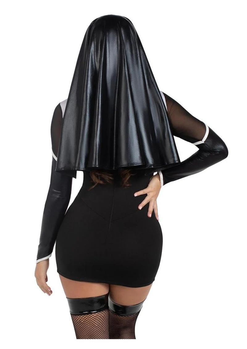 Leg Avenue Holy Hottie Set Boned Garter Dress with Cross Accents and Nun Habit - Image 13