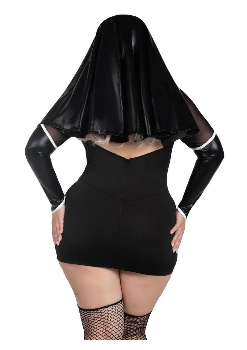 Leg Avenue Holy Hottie Set Boned Garter Dress with Cross Accents and Nun Habit (2 Piece) - 1x/2x - Image 2