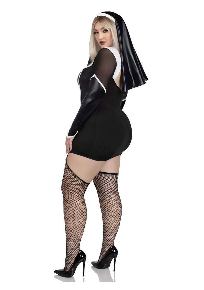 Leg Avenue Holy Hottie Set Boned Garter Dress with Cross Accents and Nun Habit (2 Piece) - 1x/2x - Image 3
