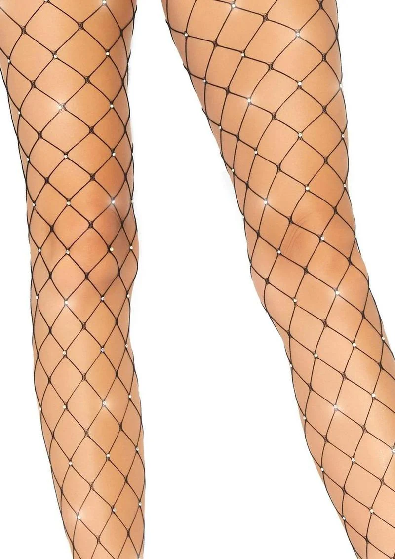 Leg Avenue Indescent Rhinestone Fence Net Tights - Image 2