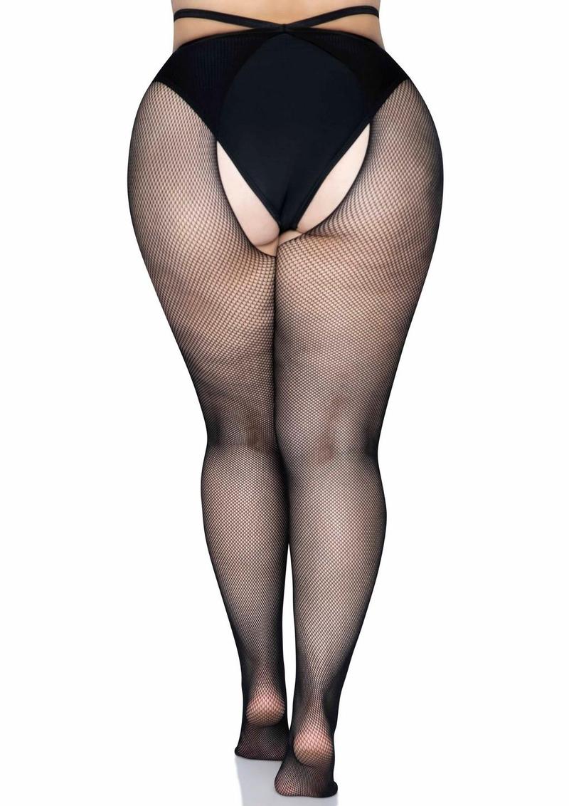 Leg Avenue Micro Net Strappy Waist Crotchless Tights - Image 3