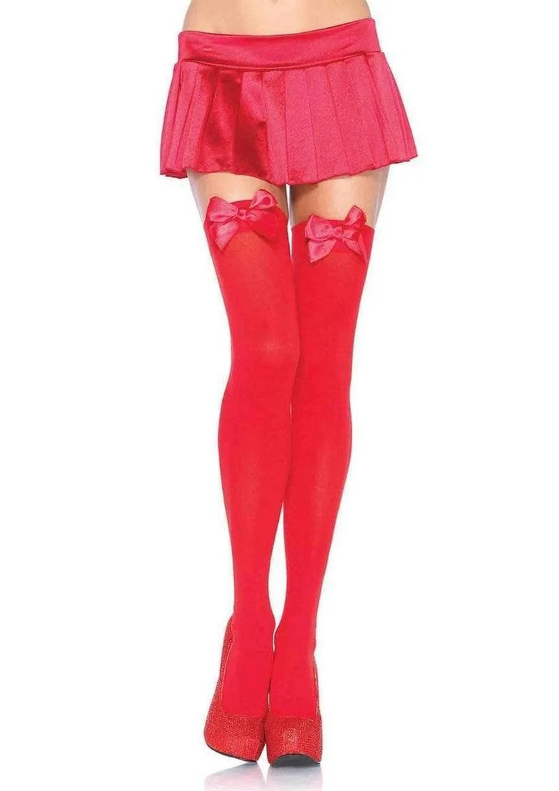 Leg Avenue Nylon Over The Knee with Bow - Image 2