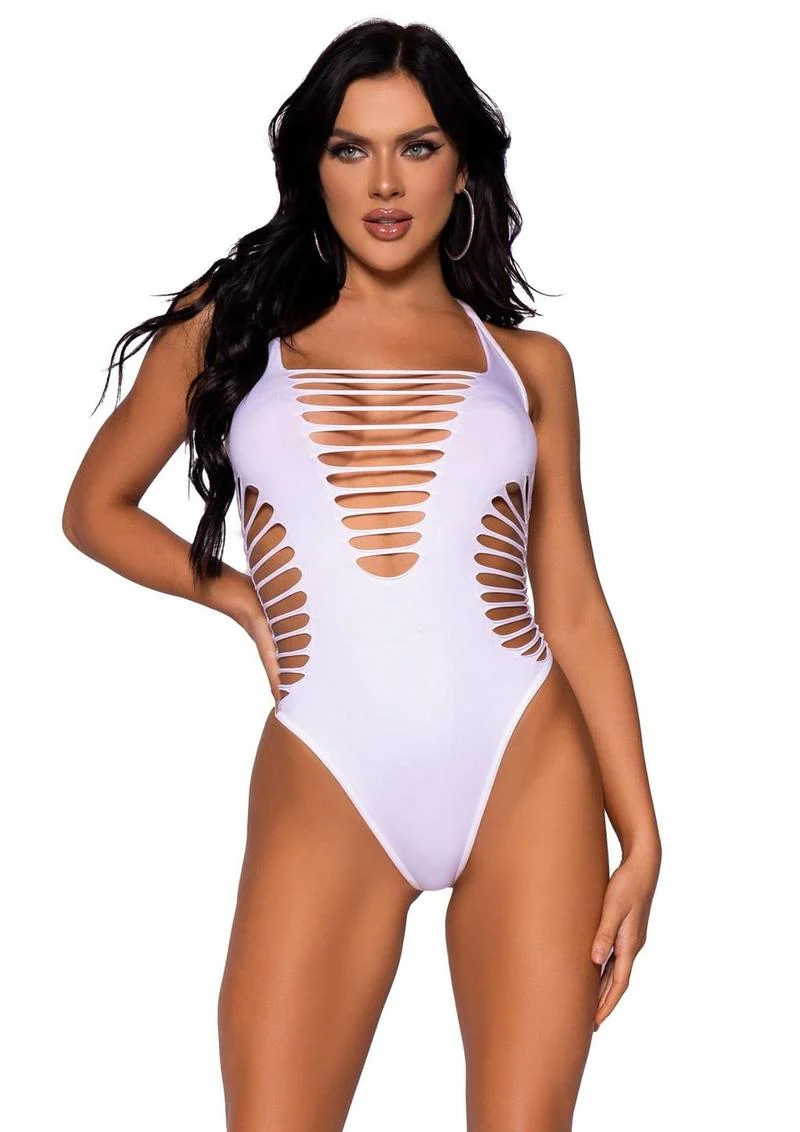 Leg Avenue Seamless Shredded Racer Back Thong Bodysuit - Image 3