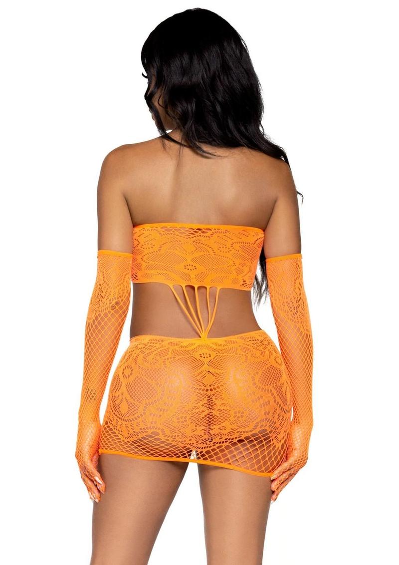 Leg Avenue Strappy Lace Tube Dress and Matching Gloves - Image 6