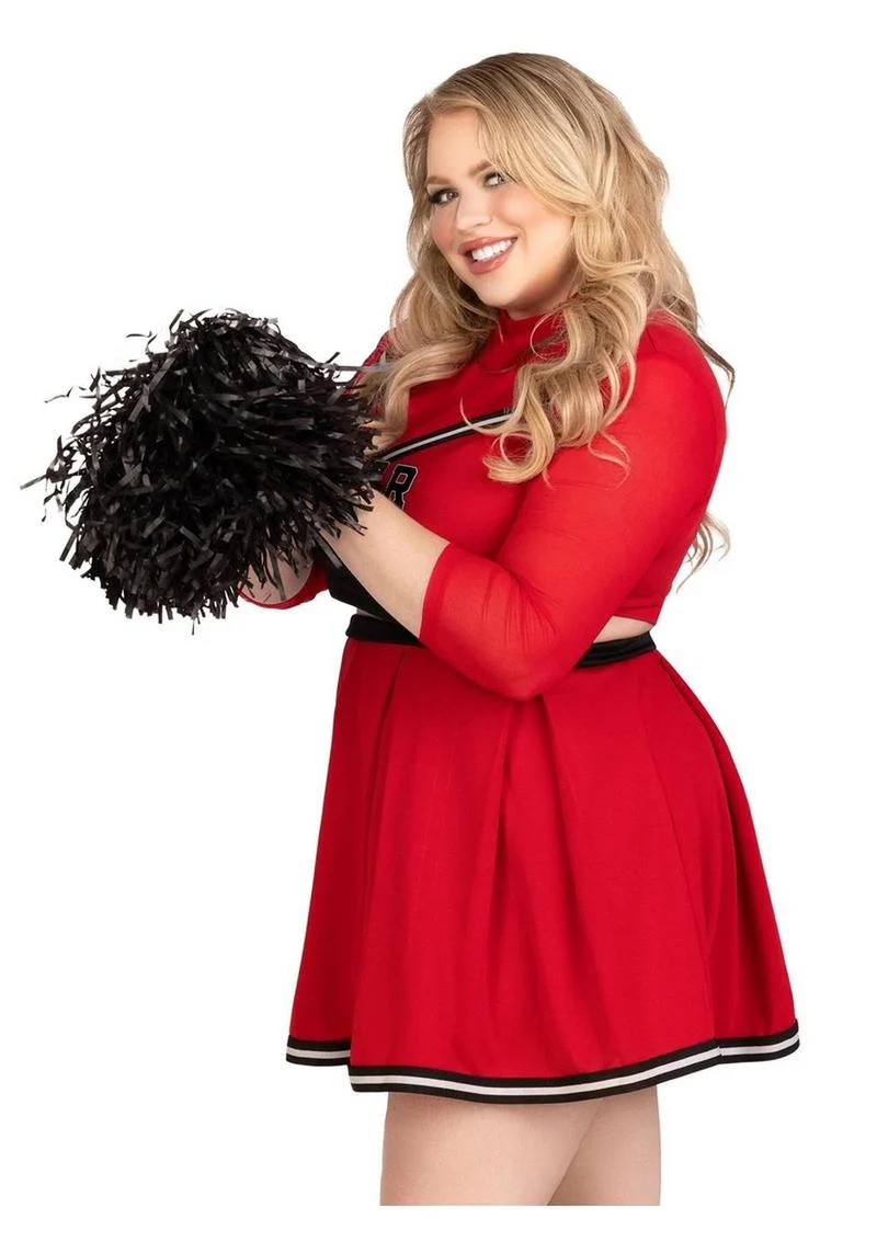 Leg Avenue Varsity Babe Set Crop Top with Cheer Logo, Pleated Skirt, and Pom Poms (3 Piece) - 1x/2x - Image 2