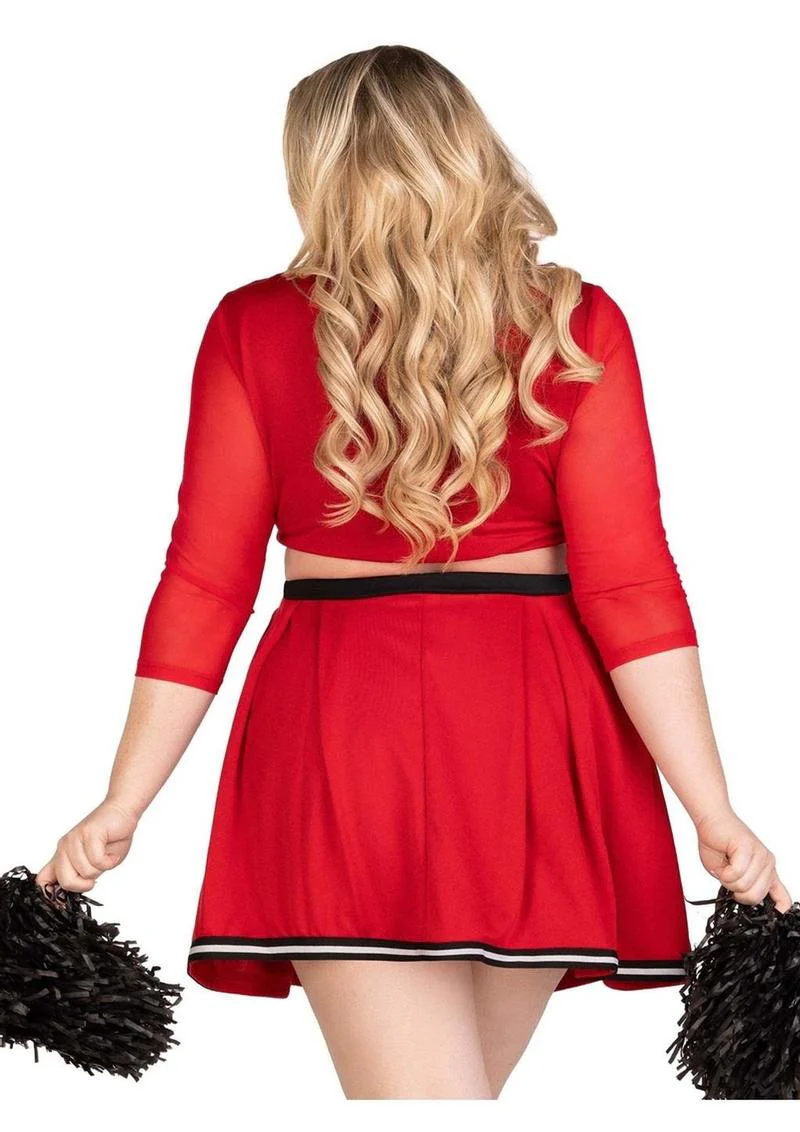 Leg Avenue Varsity Babe Set Crop Top with Cheer Logo, Pleated Skirt, and Pom Poms (3 Piece) - 1x/2x - Image 3