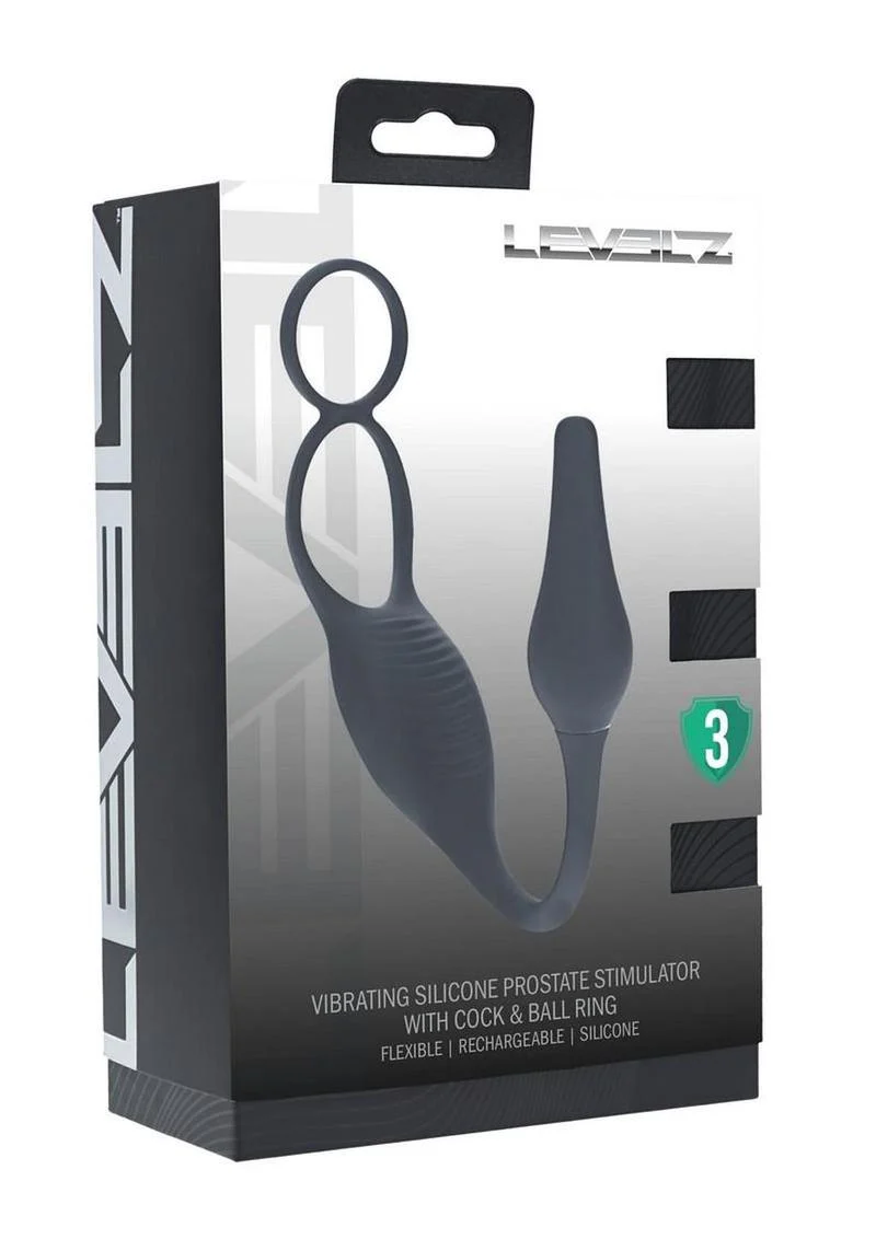 Levelz Vibrating Silicone Rechargeable Prostate Stimulator with Cock and Ball Ring - Image 3