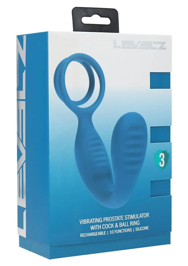 Levelz Vibrating Silicone Rechargeable Prostate Stimulator with Cock and Ball Ring - Image 6