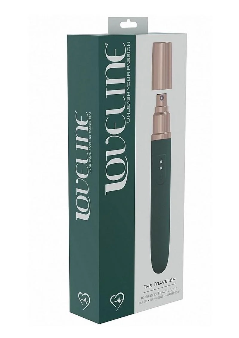 Loveline The Traveler Rechargeable 10 Speed Travel Vibrator - Green - Holds Lubricant - Image 2