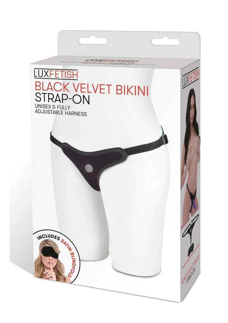 Lux Fetish Velvet Bikini Strap-On Adjustable - Image 2
