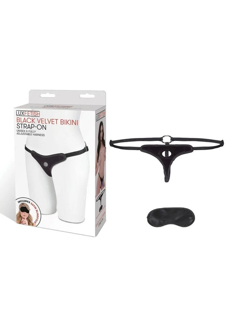 Lux Fetish Velvet Bikini Strap-On Adjustable - Image 3
