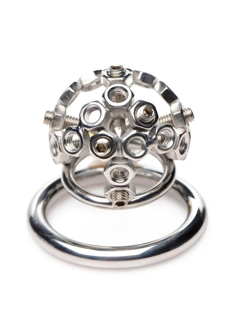 Master Series Bolted Chastity Cage with Spikes - Image 4
