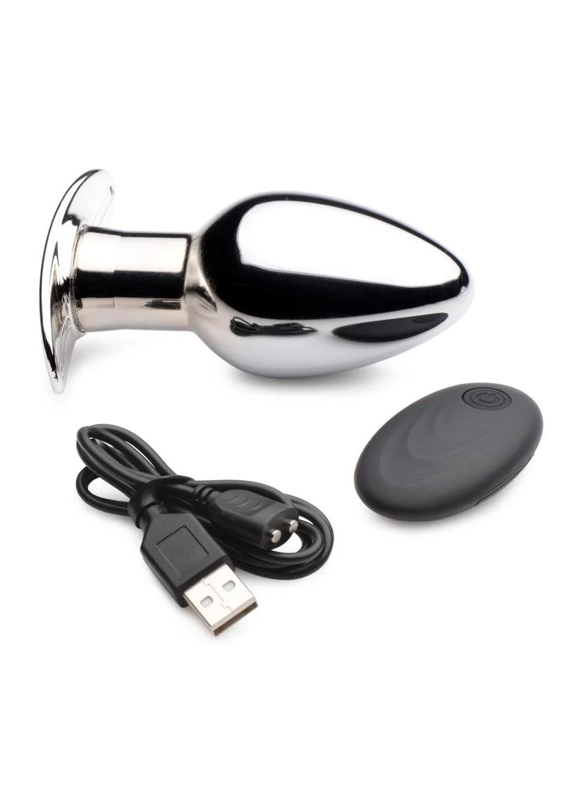 Master Series Chrome Blast 7x Rechargeable Anal Plug with Remote Control - Image 3