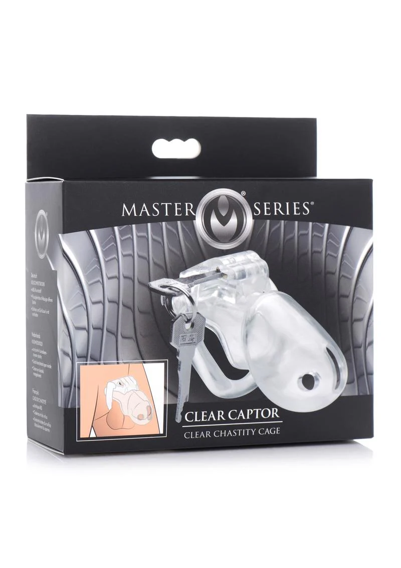 Master Series Clear Captor Chastity Cage with Keys - Image 3