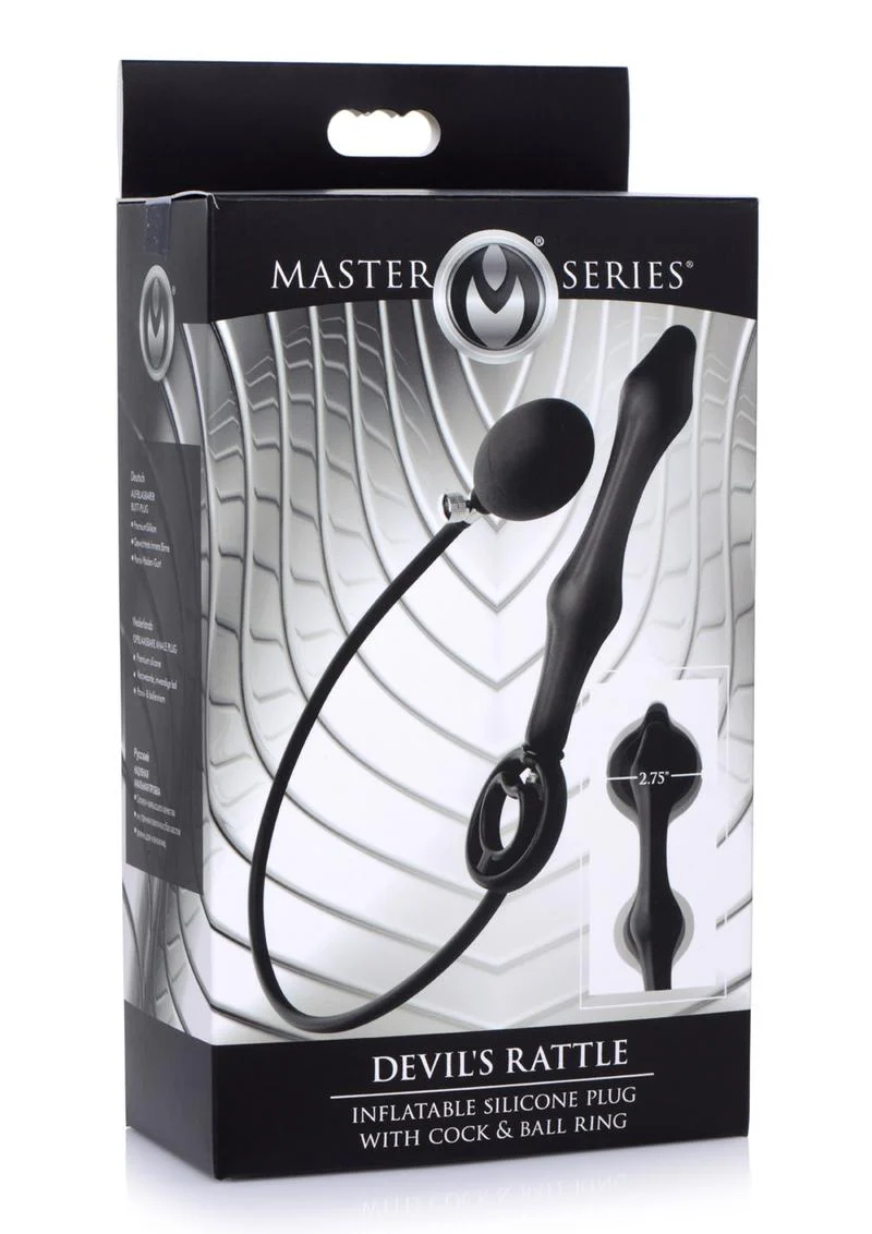 Master Series Devil's Rattle Inflatable Silicone Plug with Cock Ring - Image 2