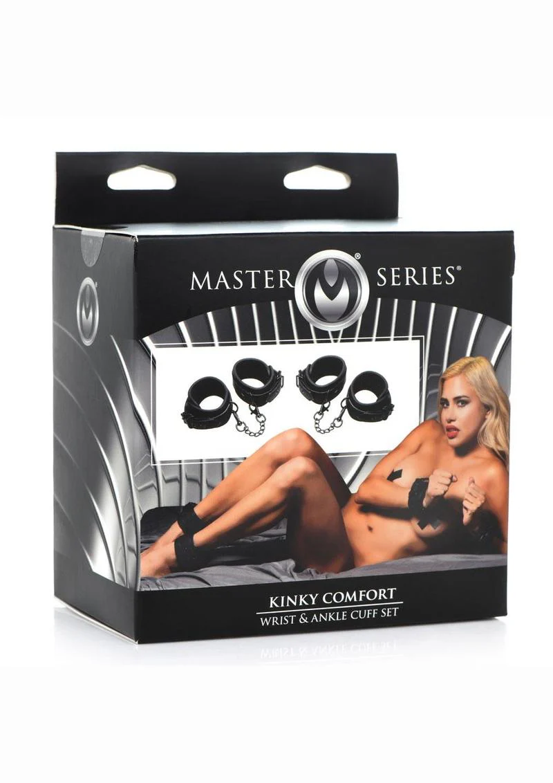 Master Series Kinky Comfort Wrist and Ankle Cuff Set - Leather - Image 2