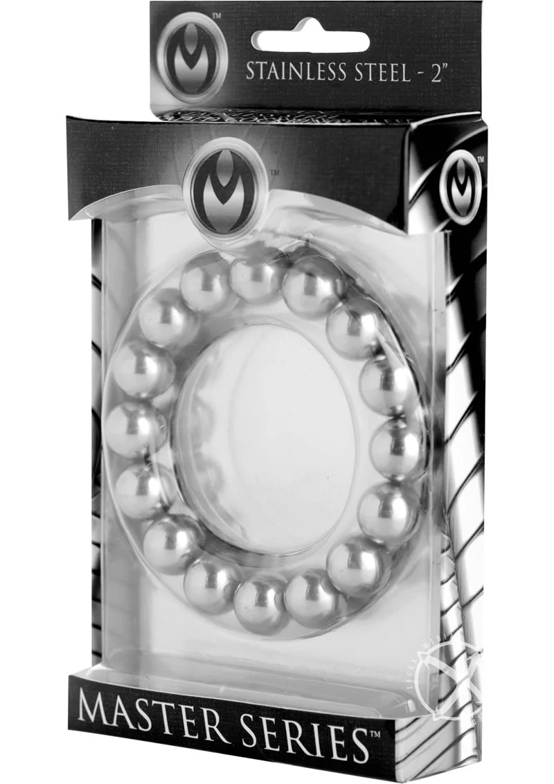 Master Series Meridian Stainless Steel Beaded Cock Ring - Image 2