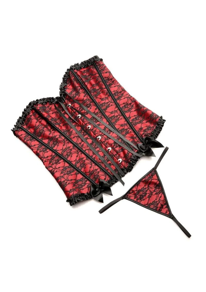 Master Series Scarlet Seduction Lace-Up Corset and Thong - Image 3