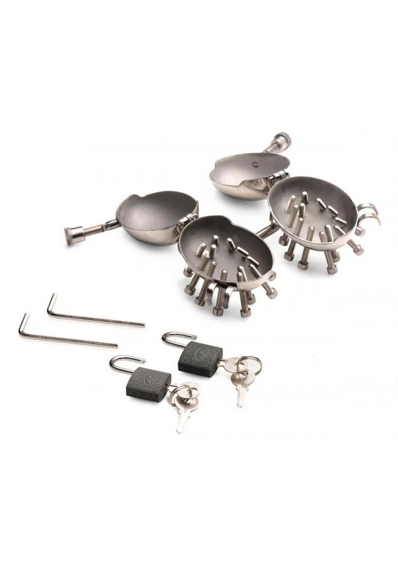 Master Series Scrotum Egg Shells with Spikes Stainless - Image 3