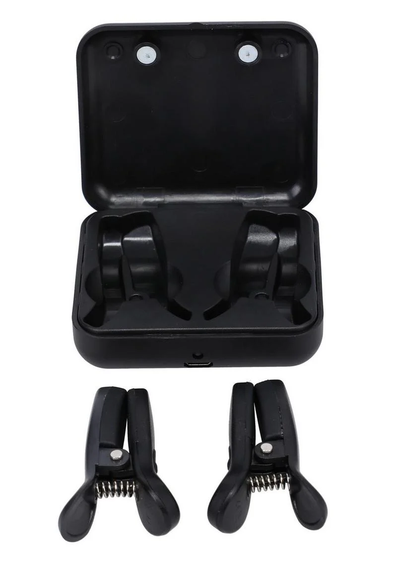 Merci Vibro Grippers Wireless Vibrating Nipple Clamps with Rechargeable Case