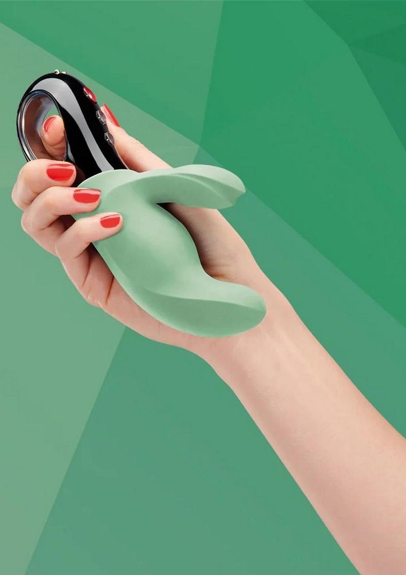 Miss Bi Silicone Vibrator with Clitoral Stimulator - Jade - Image 3