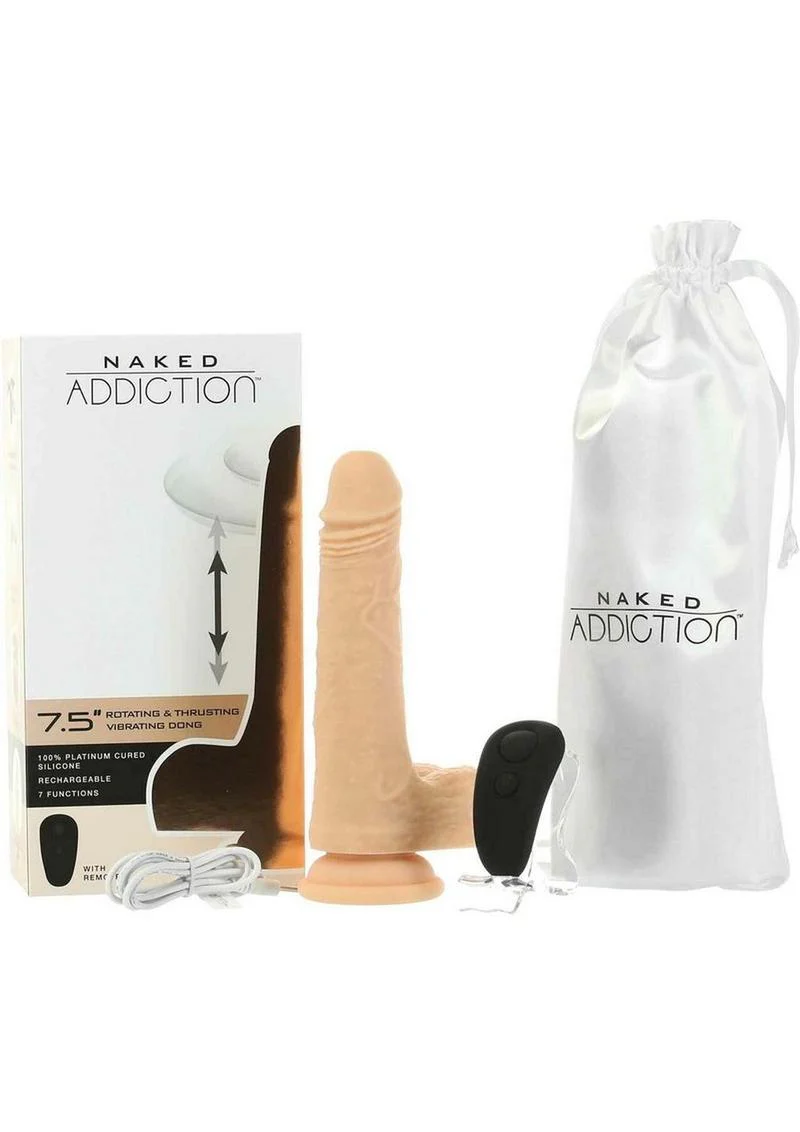 Naked Addiction Silicone Rechargeable Thrusting, Vibrating, and Rotating Dildo - Image 4