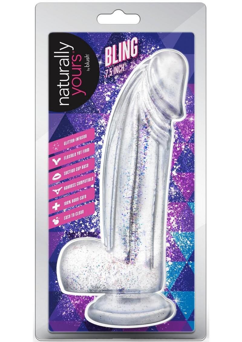 Naturally Yours Bling Dildo with Balls 7.5in - Sparkling - Image 2