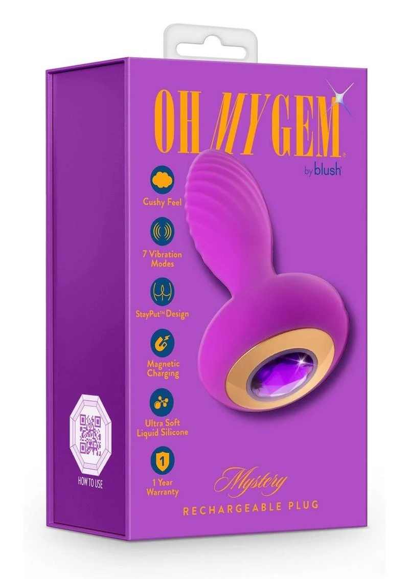 Oh My Gem Charm Rechargeable Silicone Anal Plug - Amethyst - Image 2