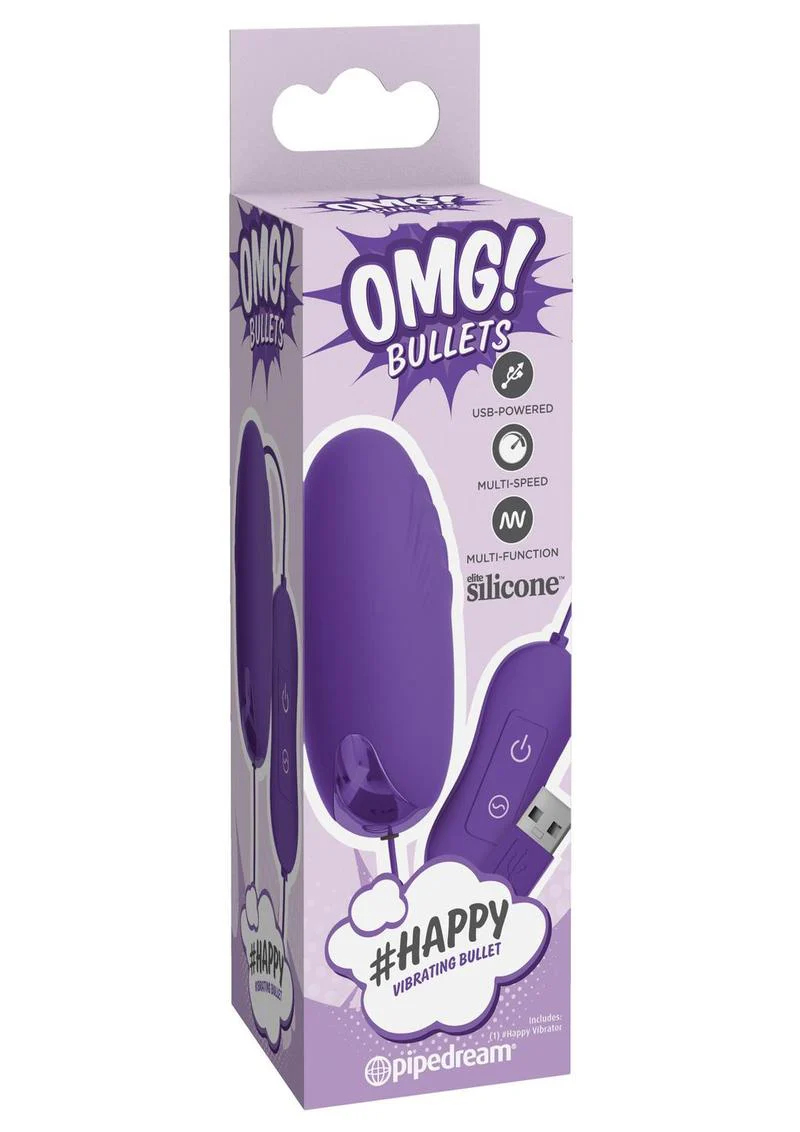 Omg! Bullets #Happy USB-Powered Silicone Vibrating Bullet - Image 2