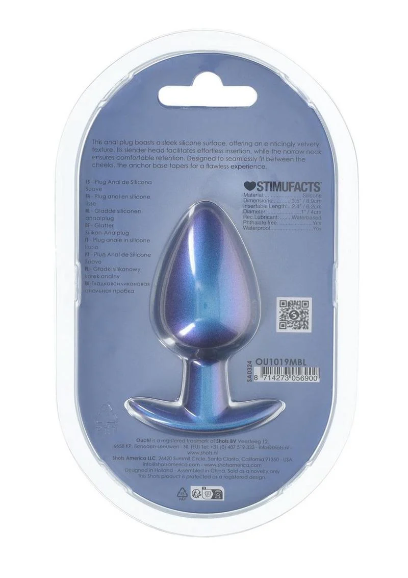 Ouch! Anal Plug Silicone - Large - Metallic - Image 3
