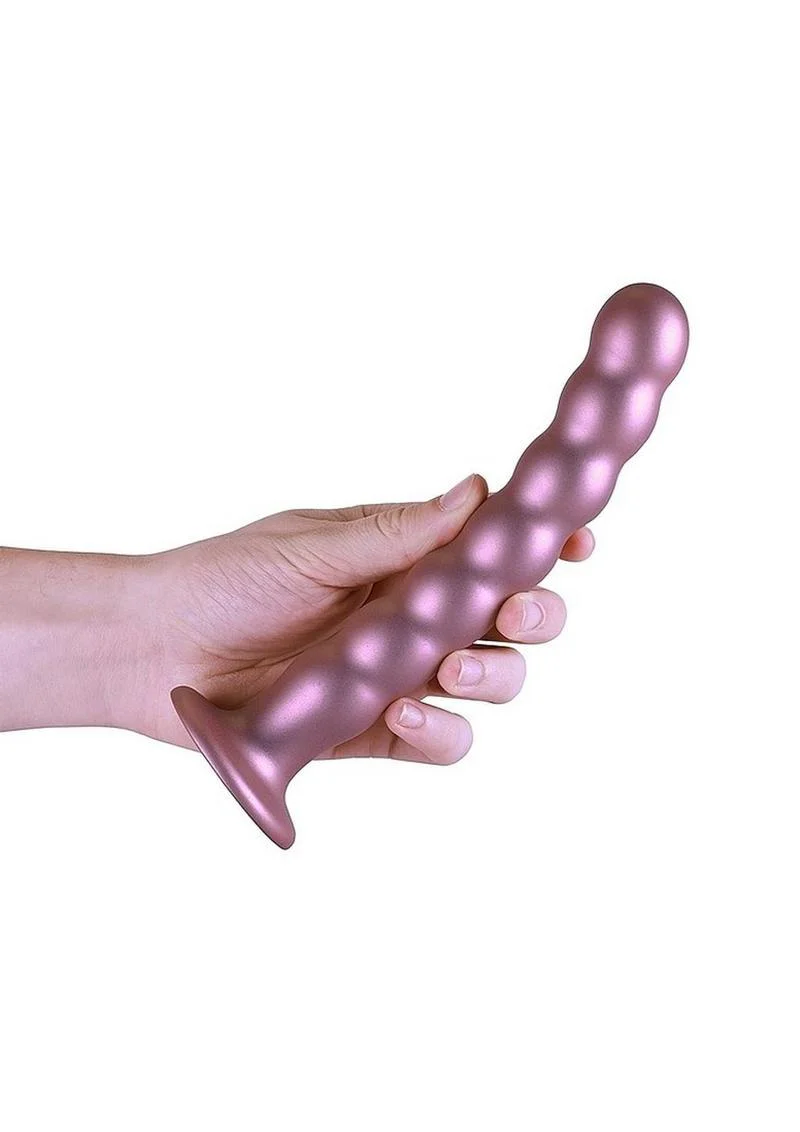 Ouch! Beaded G-Spot Silicone Dildo 8in - Metallic - Image 5