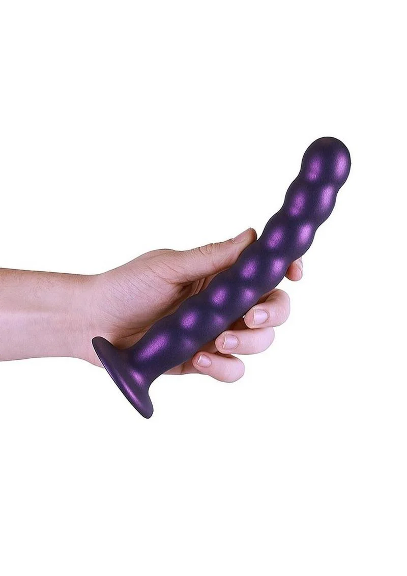 Ouch! Beaded G-Spot Silicone Dildo 8in - Metallic - Image 8