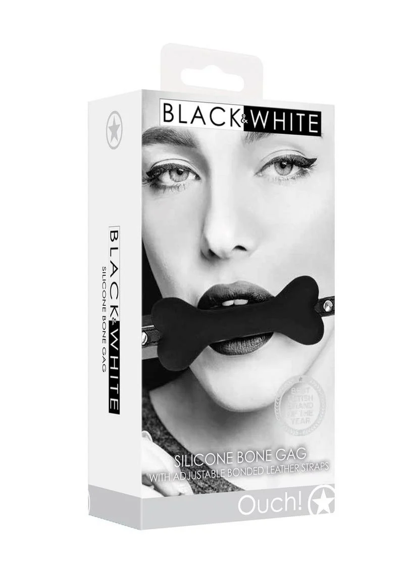 Ouch! Silicone Bone Gag with Adjustable Bonded Leather Straps - Image 2